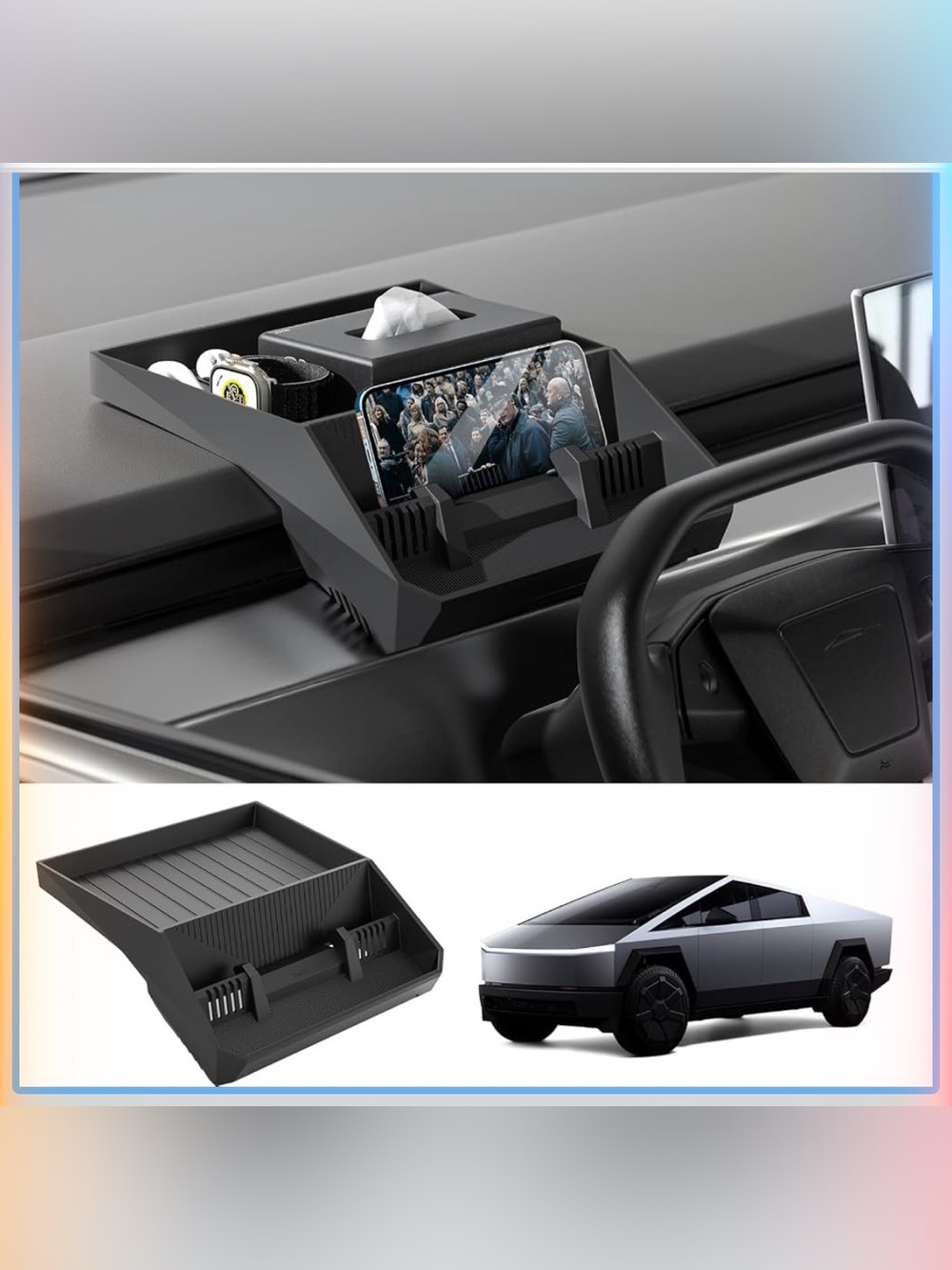 NWOT Tesla Cybertruck Center Console Organizer - Hidden Behind-Screen Storage